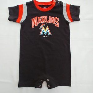 Majestic MLB Miami Marlins Baseball Black Romper 24 Months